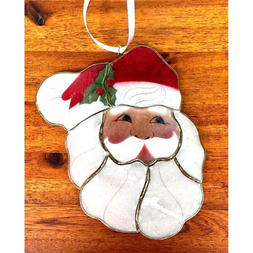 Vintage 70s Handmade Foiled Santa Claus Ornament Christmas Tree Decorati…